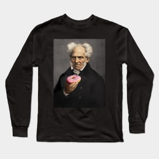 Arthur Schopenhauer with a pink sprinkle doughnut. Long Sleeve T-Shirt